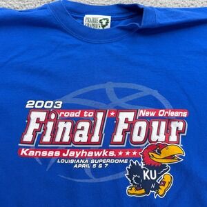 Vintage 2003 Kansas Jayhawks‎ Final Four New Orleans T-Shirt Mens XXL Blue KU